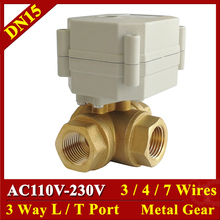 3 Way Brass Valve 1/2" AC110-230V Horizontal Motorized Ball Valves L Type T Type DN15 Electric Ball Valves 2/5 Wires Metal Gear 2024 - buy cheap
