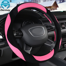 DERMAY Fur Car Steering Wheel Covers Winter Warm Plush Steering Wheel Cover Interior Accessories 2024 - buy cheap