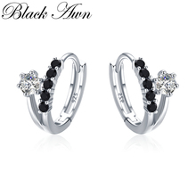 Black Awn Classic 3.5g Silver Square Black Spinel Trendy Engagement Hoop Earrings for Women Fashion Jewelry II109 2024 - buy cheap