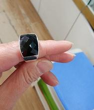 latest design man/woman 18X27mm Natural Faceted Black  Gems 925 Sterling Ring Size 7/8/9/10 2024 - buy cheap