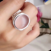 Anillo de cuarzo rosa para hombre y mujer, de Plata de Ley 925 con incrustaciones de cuarzo rosa Natural y Real, 15x19mm, de alta calidad 2024 - compra barato