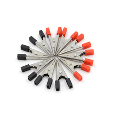 Nuevo 10 unids/lote 32mm mango de plástico Cable de prueba de Metal Clips aislado cocodrilo Clips pinzas rojo + negro 2024 - compra barato