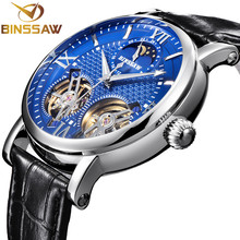 ESCARAVELHO Double Tourbillon Automatic Mechanical Men Watch Moda Aço Inoxidável Relógios de Couro Marca De Luxo Relogio masculino 2024 - compre barato