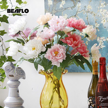 Flores artificiales de peonía de seda europea, 1 ramo, decoración para el hogar y la boda, mesa para fiesta 2024 - compra barato