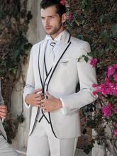 New Arrival Groom Tuxedo White Groomsmen Peak Lapel Wedding/Dinner Suits Best Man Bridegroom (Jacket+Pants+Tie+Vest) B429 2024 - buy cheap