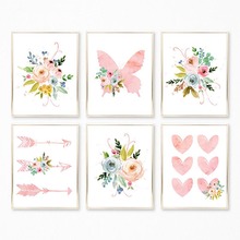 Home Decoration Wall Art Canvas Painting Flower Butterfly Abstract Nordic Prints Watercolor Modular Pictures Poster Living Room 2024 - buy cheap