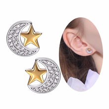 SILVERCUTE Delicate Cubic Zircon Moon Star Stud Earrings For Women Authentic 925 Sterling Silver Fine Jewelry Gift SCE6448BK 2024 - buy cheap