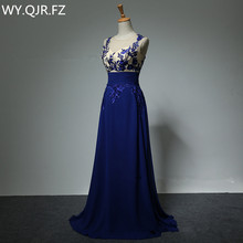 LAKD0329#New spring Lace Up Blue host bride toast dinner party prom dress 2019 stage Bridesmaid Dresses Custom Plus Size clothin 2024 - buy cheap