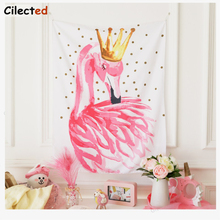 Cilected Pink Crown Flamingo Wall Tapestry Polyester Thin Bohemian Animal Print Tapestry Wall Painting Decorative Beach Towel 2024 - buy cheap