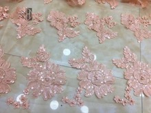 SYJ-7161 African French Lace Fabric with beads High Quality Guipure Lace Fabric Embroidered Tulle Lace Fabric For Wedding Lace 2024 - buy cheap