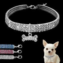 Bling Rhinestone Dog Collar Crystal Puppy Chihuahua Pet Dog Collars Leash For Small Medium Dogs Mascotas Accessories S M L Pink 2024 - buy cheap