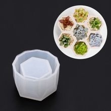 Vaso de flores hexagonal, pequena caixa de silicone para armazenamento de molde artesanal, faça você mesmo, molde epóxi de cristal 2024 - compre barato