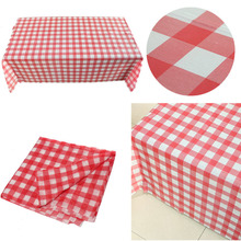 Toalha de mesa descartável para piquenique, 160cm * 160cm, plástico com estampa gingham 2024 - compre barato