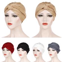 Muslim Women India Hat Muslim Hijab Ruffle Chemo Beanie Turban Islamic Wrap Cap Amira Plain Headscarf Hair Loss Hat Knot Bonnet 2024 - buy cheap