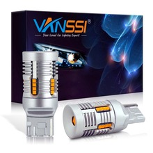 VANSSI 7440 светодиодный T20 WY21W 7440NA светодиодный 24-SMD без Hyper Flash встроенный резистор нагрузки 2800LM Янтарный светодиодный светильник для указателей поворота 2024 - купить недорого