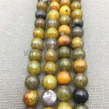 MY0202 Faceted Yellow Dragon Vein Fire Stone Beads, Dragon Crackled Beads for Jewelry Making 2024 - buy cheap