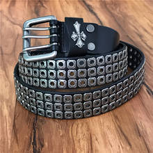 Heavy Metal Cowboy Punk Belt Genuine Leather Hip Hop Belts For Men Cross Rivet Jeans Belt Male Strap Ceinture Homme  MBT0162 2024 - buy cheap