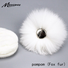 Needle Button Real Fox Fur Pompom For Women Hat Fur Pom Poms For Hats Caps Big Natural Raccoon Fur For Knitted Beanies Skullie 2024 - buy cheap