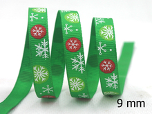 [IuBuFiGo] New 3/8" 9mm Green with Red Christmas Ribbon Printed Grosgrain Festival Tape,Hair bows 100 yards/roll Free shipping 2024 - buy cheap