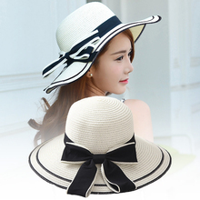 Mingjiebihuo Korean new fashion temperature comfortable summer outdoor sunscreen hat bow beach breathable cute cool straw hat 2024 - buy cheap