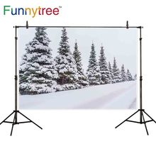 Funnytree backdrop for photographic studio Christmas winter forest snow nature view tree professional background photobooth 2024 - buy cheap
