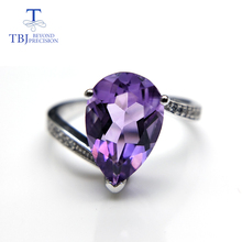 TBJ,Classic elegant simple Brazil amethyst pear 8*12mm gemstone Ring 925 sterling silver fine jewelry for women daily wear gift 2024 - buy cheap