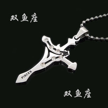 Twelve constellation PISCES couples Cross 316L Stainless Steel pendant  necklace jewelry  wholesale 2024 - buy cheap