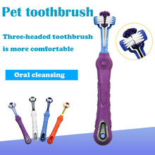 Suministros para mascotas cepillo de dientes para perros tres cepillos de dientes para mascotas limpieza oral cepillo de dientes para perros grande 2024 - compra barato