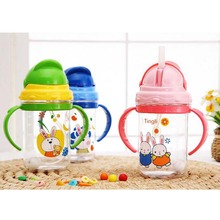 280ml Cute Rabbite Baby Feeding Cup with a Straw BPA Free Children Learn Feeding Drinking Handle Kids Water Bottles Training Cup 2024 - buy cheap