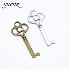 Yusiemens pingente de chave antiga de bronze, 10 pçs, 2 cores, liga metálica, pingentes para pulseira, acessórios de joias, colar 44*19mm o260 2024 - compre barato