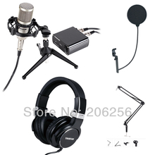 Conjunto de grabación de estudio caliente Takstar PC-K300 micrófonos + HD5500 DJ Monitor auriculares gratis Phantom Power cantilever soporte 2024 - compra barato