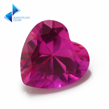 Factory Price Size 3x3~10x10mm Heart Cut 3# Dark Pink Stone Synthetic Corundum Gems stone For jewelry 2024 - buy cheap
