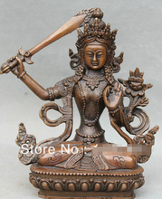 Free Shipping 0 Old Tibet Tibetan Buddhism Purple Bronze Wenshu Manjushri Buddha Statue 2024 - buy cheap