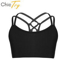 ChicTry-camisetas de baile con tirantes finos para niños y adolescentes, Top corto de leotardo de Ballet, Top de gimnasia, Camis deportivos de Ballet, ropa de baile para niños 2024 - compra barato