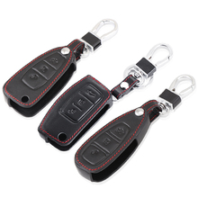 Кожаный чехол для автомобильного ключа с дистанционным управлением и 3 кнопками для Ford Fiesta Focus 2 3 Ecosport Kuga Escape 2024 - купить недорого