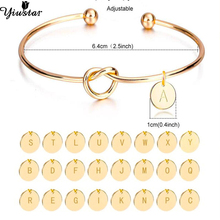 Yiustar Fashion A-Z Alphabet Bangles Women Girls Lovely Cuff Letter Bangle Bracelet Knot Initial Shape Charms Bangles Jewelry 2024 - buy cheap