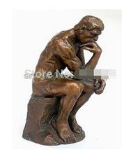 YM Collectible ! Vintage Rodin Pure Bronze Thinker Statue Art Deco 2024 - buy cheap