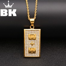 Hip Hop Fully Iced Out Rhinestone Socket Pendant Necklace Mens &Womens Jewelry Gifts Hand Necklace 2024 - buy cheap