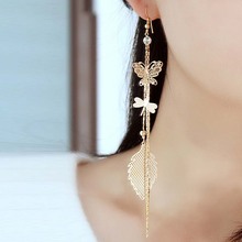 Brincos retrô com borla longa, brincos pendurados em formato de pingente de borboleta, libélula, joias da moda para mulheres 2024 - compre barato