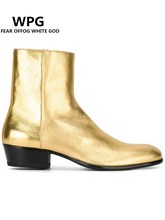Top Quality Chelsea Boots zipper Western Boot Gold Metallic Leather ankle boots mens leather shoes 2024 - buy cheap