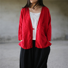 ORIGOODS Solid Red White Black Kimono Blouse Women Linen V-neck Summer Blouse Shirt Women Japan style Kimono Tops Blusas D010 2024 - buy cheap