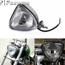Motorcycle Chrome Clear Lens Retro Triangle Head Light Custom Headlamp for Harley Bobber Chopper Cafe Racer 2024 - buy cheap