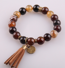Hot Sale Jewelry Energy Bracelets Made By Antique Bronze Tassel Beautiful Natural Brown Stone Bracelet bangle 2024 - buy cheap