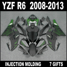 Kit de carenado de alta calidad para YAMAHA R6, 08, 09, 10, 11, 12, 13, llamas verdes en color negro plano, 2008, 2009-2013, YZF, R6, HIK85 2024 - compra barato