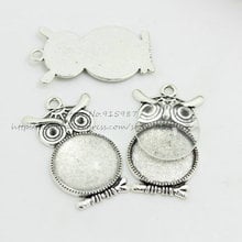 Sweet Bell 10set Antique silver Metal owl Fit 20mm Dia Round Cabochon Pendant Setting Blank Charms+Clear Glass Cabochons 7C1210 2024 - buy cheap