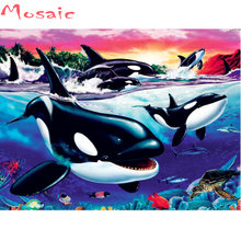 DIY Crystal full drill square 5D diamond painting Shark,whale  animal cross stitch kit mosaic rhinestone Needlework home decor 2024 - buy cheap