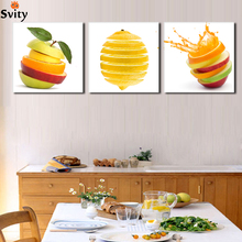 3 Panel Modern Printed Fruits Lemon Painting Picture On Canvas Kicthen Decor Cuadros Landscape For Living Room(No Frame) 2024 - buy cheap
