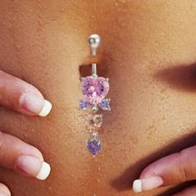 New Silver Color Crystal Love Heart Dangle Navel Belly Button Ring For Women Sex Bar Body Piercing Dance Jewelry 2024 - buy cheap