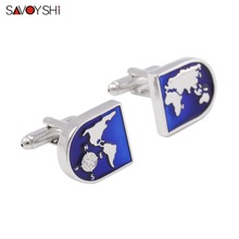 SAVOYSHI Novelty Blue Enamel Mens Shirt Cufflinks High quality Cuff links Brand Crystal Male Cuffs Accessories Free DIY Name 2024 - buy cheap