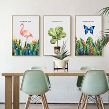 Canvas Paintings NordicOffice Wall Art Poster Picture for Living Room Home Decoration print canvas Butterfly Flamingo Botany 2024 - buy cheap